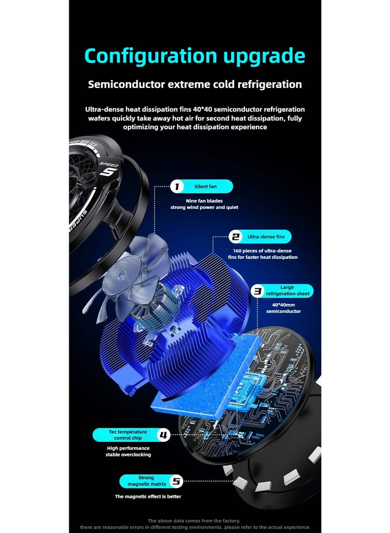 45W مبرد ألواح شبه موصلة مغناطيسي بشاشة عرض درجة الحرارة، مع مروحة تبريد قوية بالذكاء الاصطناعي ومساحة تبريد كبيرة، ومشتت حراري مزود بإضاءة RGB ملونة لأجهزة الآيباد والألعاب.  ملاحظة: تم تحسين الترجمة لتكون مناسبة للمنصات التجارية الإلكترونية العربية، مع الحفاظ على المصطلحات التقنية وجذب الانتباه عبر التركيز على الميزات الرئيسية مثل الذكاء الاصطناعي والإضاءة RGB. - Image 4